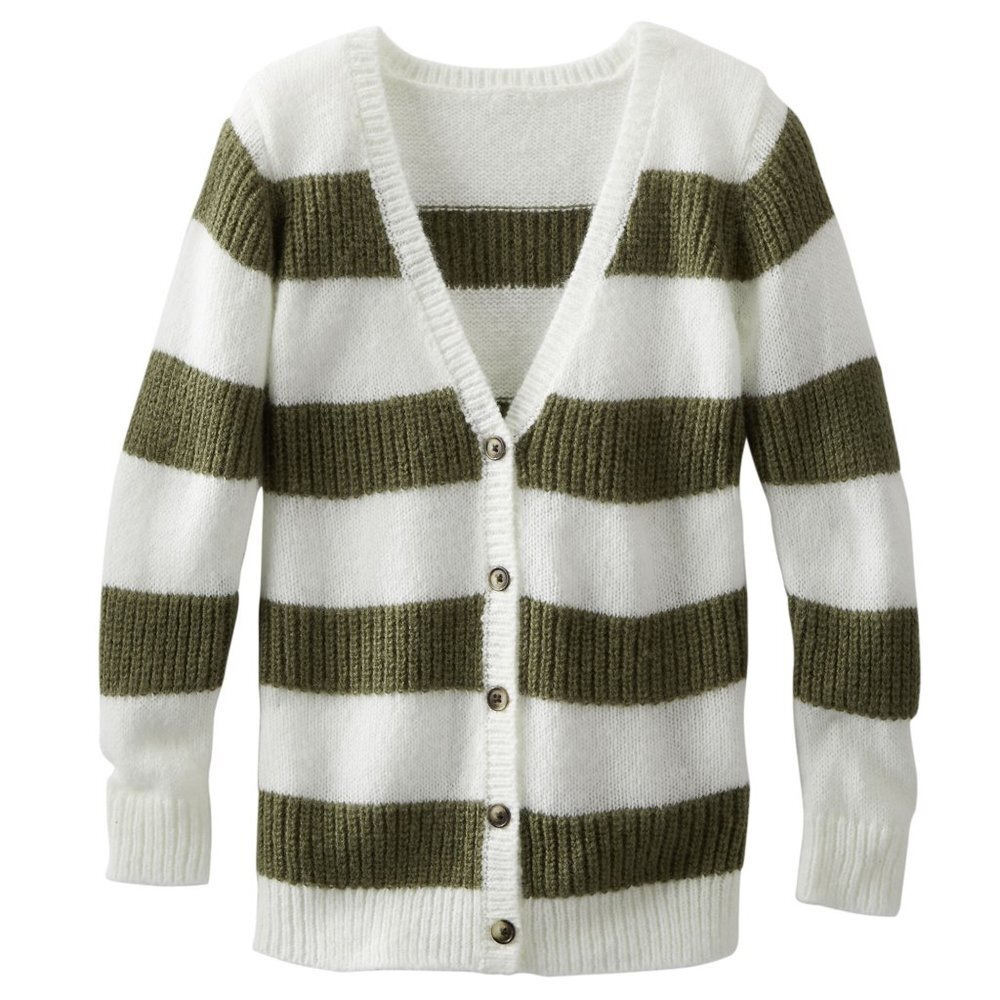NWT Oshkosh B'gosh Girls Knit Sweater Green Striped Cardigan L/S Top 6, …